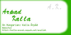 arpad kalla business card