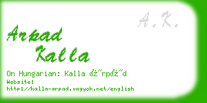 arpad kalla business card